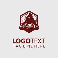 A man holding a controller logo design vector