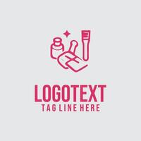 A pink brush and brush logo design vector
