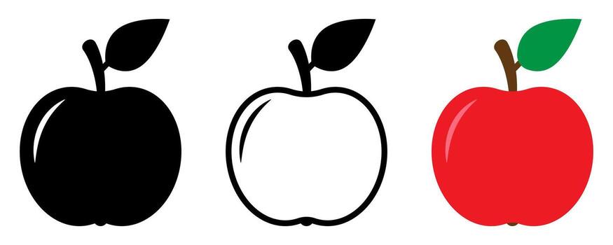 Apple icon. Red apple in flat style, apple sign symbol for web site and app design. vector