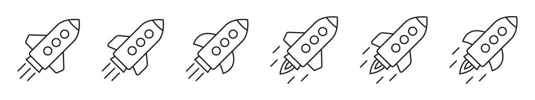 Rocket line icon. Rocket launch icon. Flying rocket icon. vector