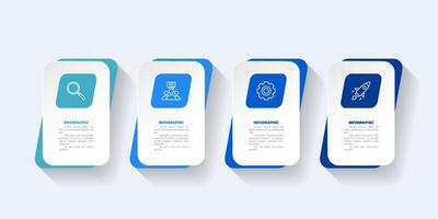 Modern business infographic template, geometric shape with 4 options or steps icons. vector