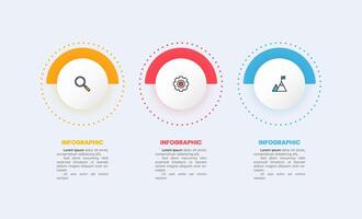 Modern business infographic template with 3 options or steps icons. vector