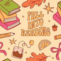 Fall Into Reading Embrace the Cozy Autumn Vibes and Delight for Book Lovers Everywhere vector