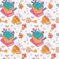 Vibrant One More Chapter Book Lover Seamless Pattern vector