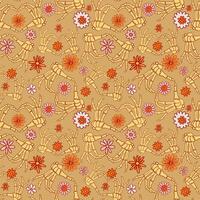 Skeleton Hands and Flowers Seamless Pattern on Olive Background vector