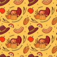 This is a delightful Festive Thanksgiving Pattern featuring Pumpkins along with a Cornucopia vector