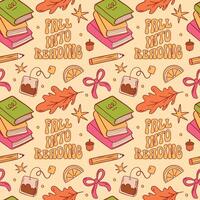 Enjoy a delightful Fall Reading Pattern featuring Books along with charming Autumn Elements vector
