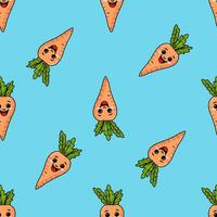 A seamless pattern with a funny carrot. Funny carrots in a seamless Design.blue background vector