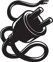an electric plug with a cord and two wires vector