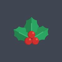 cherry fruit and holy leaf in flat design. vector