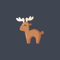 Horned deer in flat design. vector