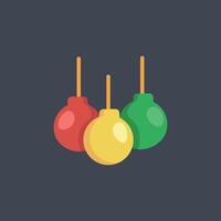 multiple color baubles in flat design. vector