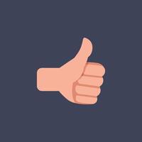thumb up finger hand gesture in flat design. vector