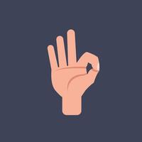 OK hand finger gesture in flat design. vector