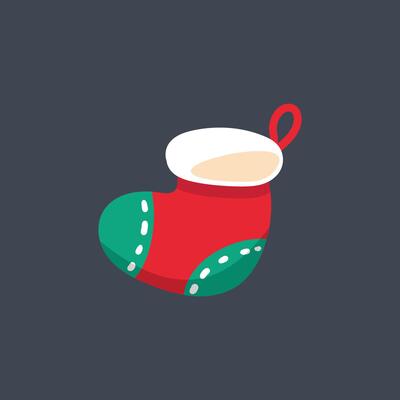 red green sock in flat design.