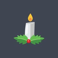 candle with holy leaf in flat design. vector