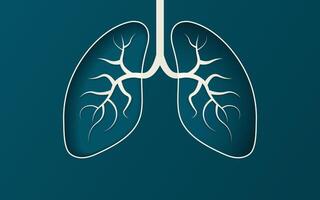 3D Paper Art Hollow Pair of Lungs on midnight green background. Respiratory Health Banner background template with copy space. No text. Outline Illustration of a healthy pair of lungs.. vector