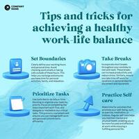 Work-Life Balance Tips Social Media Post template