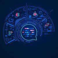 concept of chatbot technology, graphic of ai artificial intelligence chat interface vector