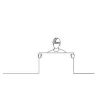 Construction worker holding a blank board illustration vector