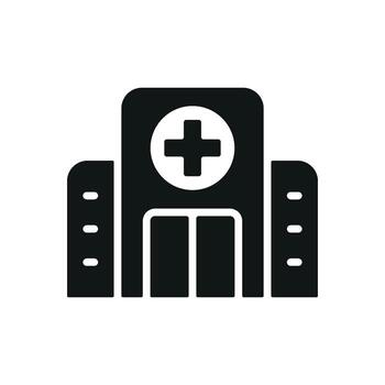 HOSPITAL BUILDING GLYPH ICON vector