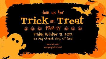 Halloween Trick or Treat Party Invitation for Twitter Post template