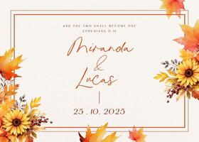 Fall Theme Minimalist Wedding Invitation template