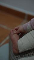 Closeup of a Childs Foot in a Cozy and Comfortable Setting Emphasizing Innocence and Joy video