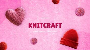 pink cute knitting  community mobile facebook cover template