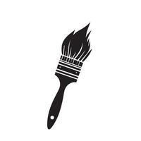 A black and white brush with a flame on it vector