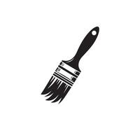 A black and white paint brush icon on a white background vector