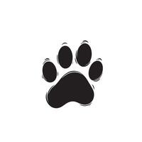 A black and white paw print on a white background vector