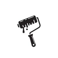 A black and white icon of a paint roller vector