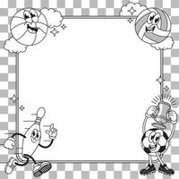 Retro Frame Background Blanck and white with Happy Ball Mascot vector