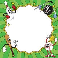 Frame Background Design with Character in Retro Style vector
