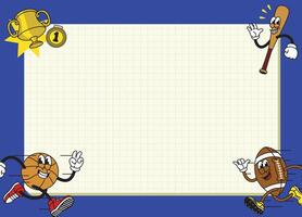Retro Frame Background with Sport Character vector
