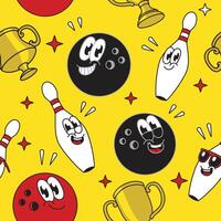 Seamless Pattern of Bowling Mascot Character vector