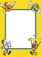 Frame Background with Sport Character in Retro Style vector