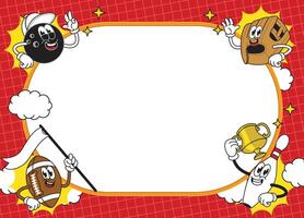 Retro Frame Design with Funny Ball Character vector