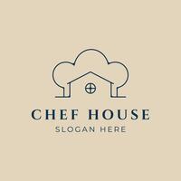 chef house line art logo minimalist, kitchen restaurant cafe logo icon illustration design vector