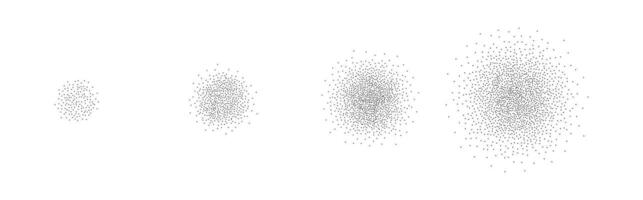 Set of stippling round shapes. dotted circles vector