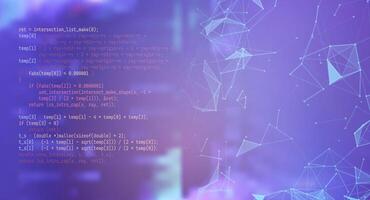 Abstract digital technology background with polygonal shapes and console code vector