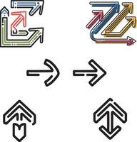 a set of marker arrows with a design line art vector