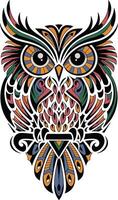 Owl tattoo sketch colorful digital art vector