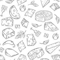 Different types of cheese hand engraving seamless pattern vector