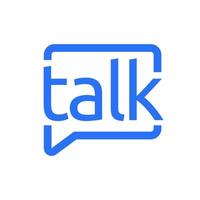 Talk logo with blue and white text vector