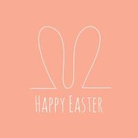 Continuous line drawing of Easter bunny ears, Minimalistic Easter card outline. illustration vector