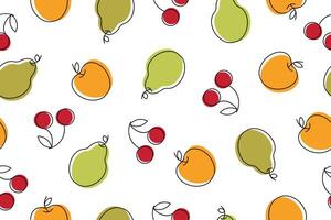 Fruit pattern. Seamless pattern with cherries, apples, pears. Colorful pattern. . illustration vector