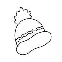 Winter hat icon. outline. Knit wool beanie with pompom isolated on white background. Illustration for graphic, web, logo, app, UI. Outerwear symbol. vector