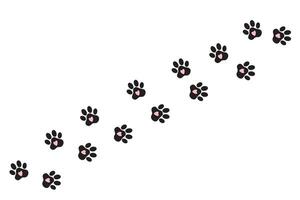 Silhouette of cat paws. Paw prints. The dog and cat puppy icon. Traces of a pet. The puppy's paws are highlighted on a white background. vector